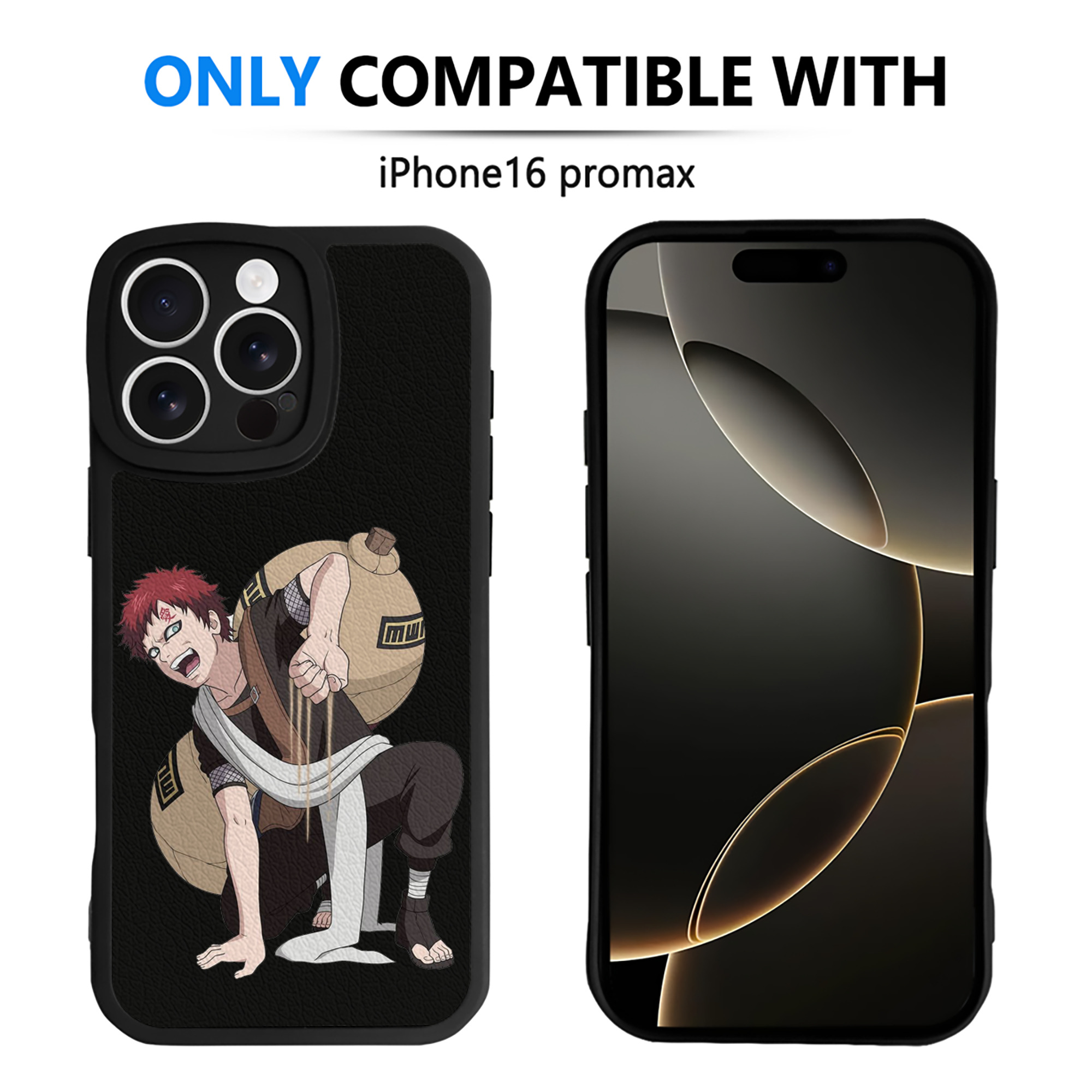 （画像用） NARUTO -ナルト- ガアラ Gaara 【iPhone 16シリーズ対応】シリコンスマホケース（レザー調） 材質：シリコン